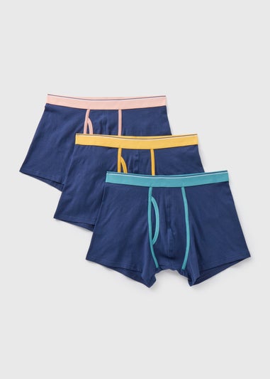 3PK Navy Keyhole Pastel Waistband