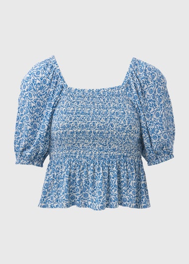 Blue Sheered Co Ord Blouse Top