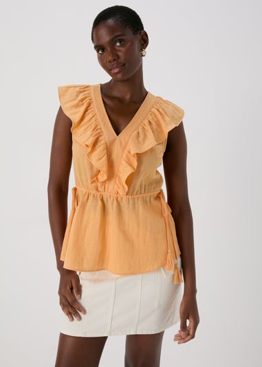 Peach Ruffle Blouse