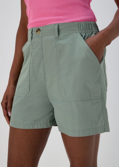 Green Poplin Shorts