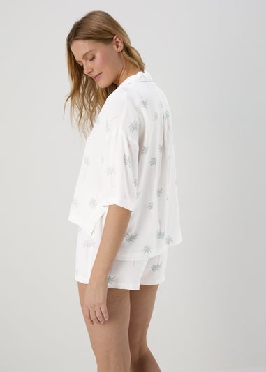 Cream Palm Print Viscose Pyjama Set