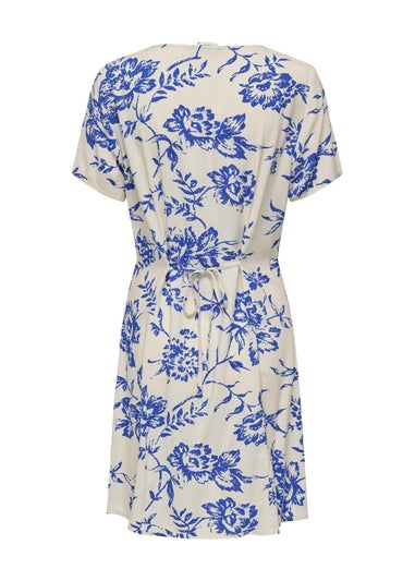 Blue & White Floral Print Dress