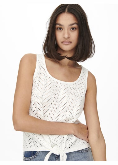 JDY White Carla Cathinka Knot Top