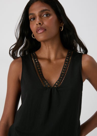 JDY Black V Neck Crochet Top