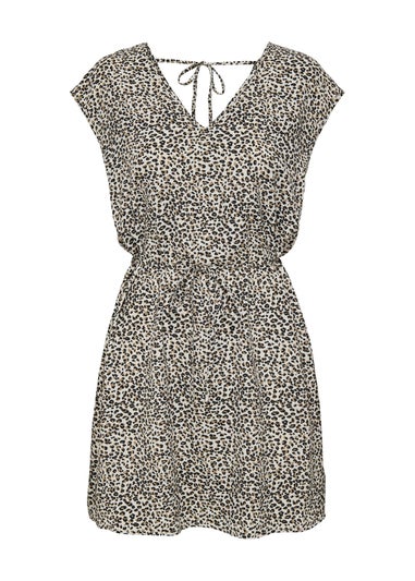 JDY Cream Leopard Print Olivia Neck Dress