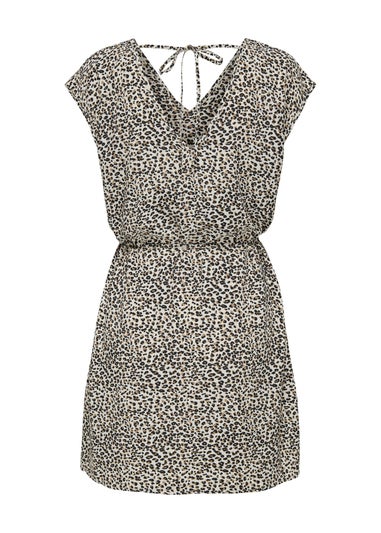 JDY Cream Leopard Print Olivia Neck Dress