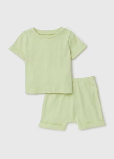 Baby Green Ribbed T-Shirt & Shorts Set (Newborn-23mths)