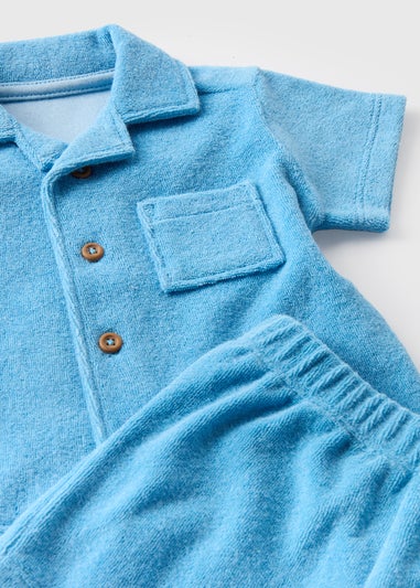 Baby Blue Towelling Shirt & Shorts Set (Newborn-23mths)