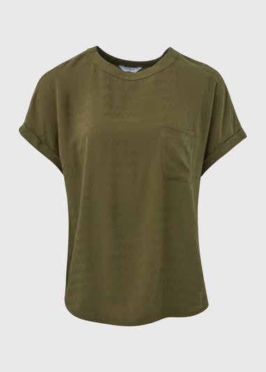 Khaki Solid Pocket Detail Box Top