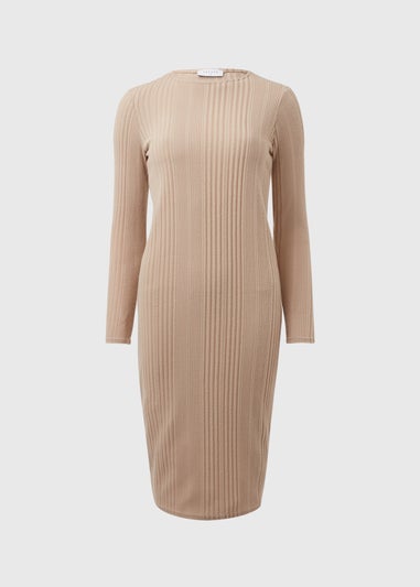 Oatmeal Ribbed Midi Dress