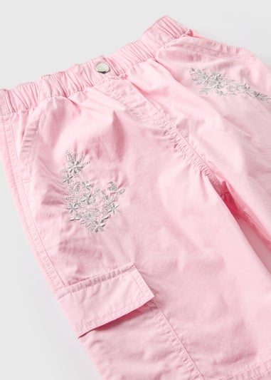 Girls Light Pink Embellished Cargo Trousers (1-7yrs)