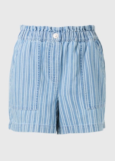 Blue Stripe Paperbag Shorts