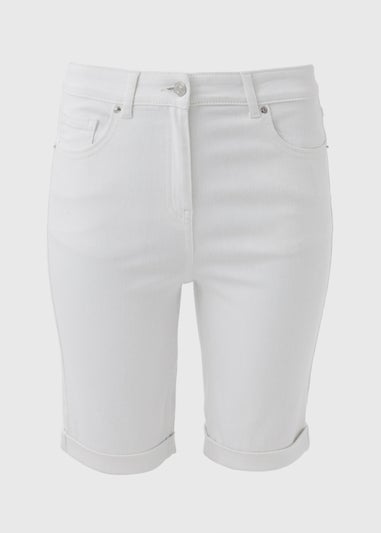 White Denim Knee Shorts