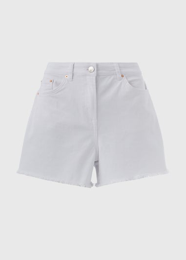 White Frayed Hem Shorts
