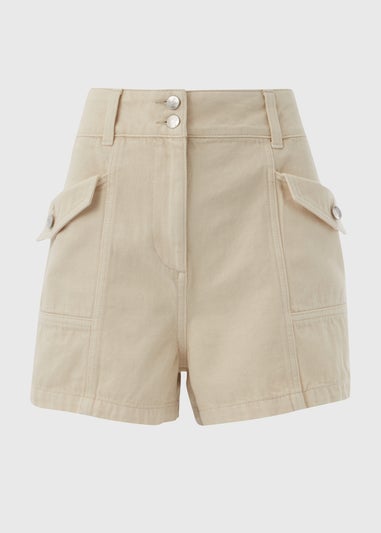 Ecru Utility Denim Shorts