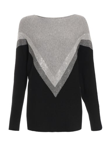 Quiz Black Knitted Embellished Jumper