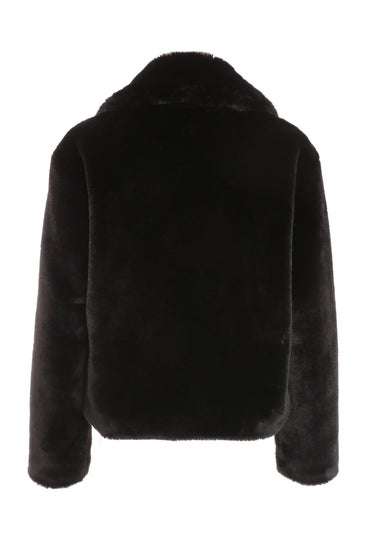 Quiz Black Short Faux Fur Collar Jacket