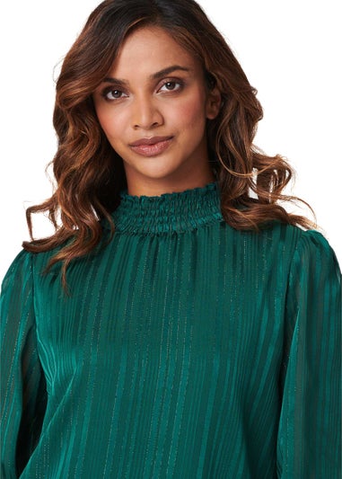 Izabel London Emerald High Neck Shirred Detail Blouse