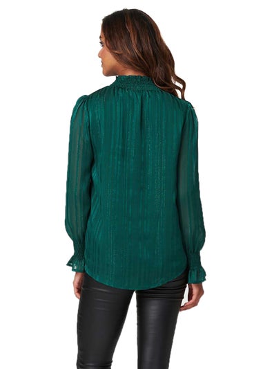 Izabel London Emerald High Neck Shirred Detail Blouse