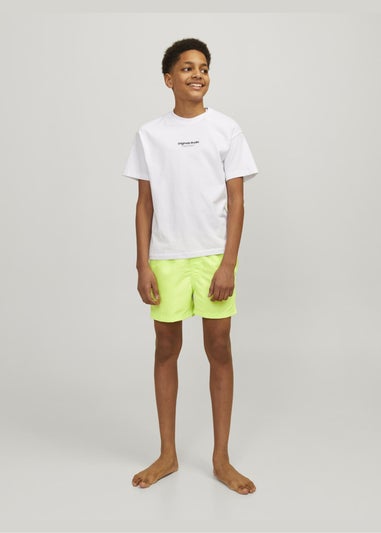 Jack & Jones Boys Green Double Logo Swim Shorts (8-16yrs)