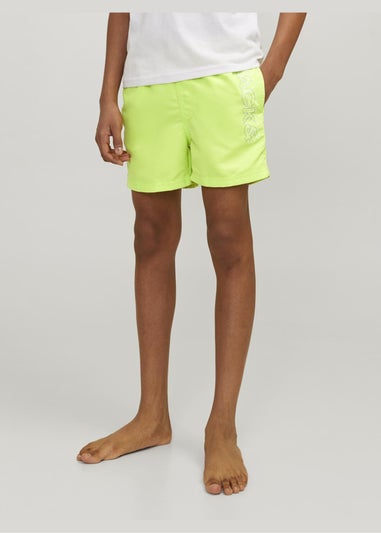 Jack & Jones Boys Green Double Logo Swim Shorts (8-16yrs)