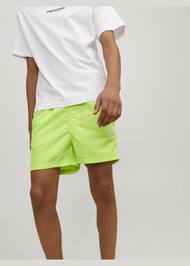 Jack & Jones Boys Green Double Logo Swim Shorts (8-16yrs)