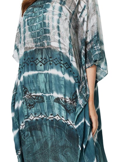Izabel London Teal Tie Dye Relaxed Tunic Blouse