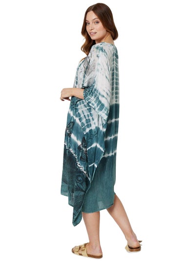 Izabel London Teal Tie Dye Relaxed Tunic Blouse