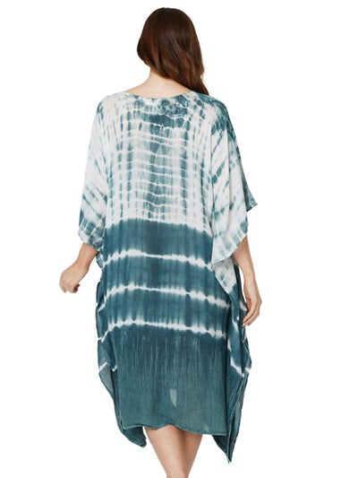Izabel London Teal Tie Dye Relaxed Tunic Blouse