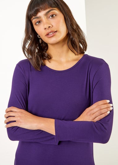 Roman Purple Stretch Pocket Detail Midi Dress