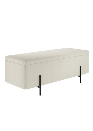 LPD Furniture Lola Storage Ottoman Ivory Boucle (460x435x1150mm)