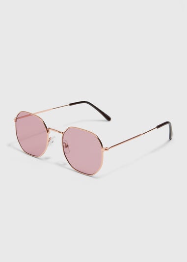 Pink Hex Round Sunglasses