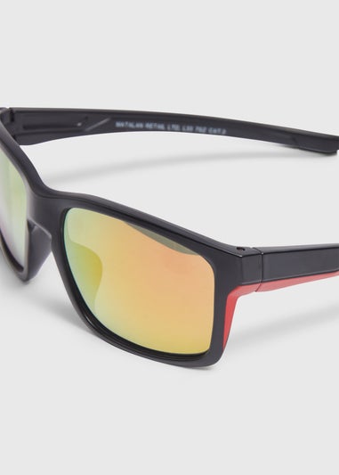 Orange Mirror Lens Sport Sunglasses