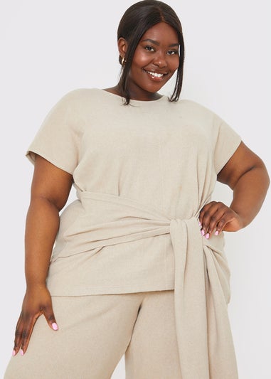 In The Style Stone Soft Ribbed Waist Drape Top