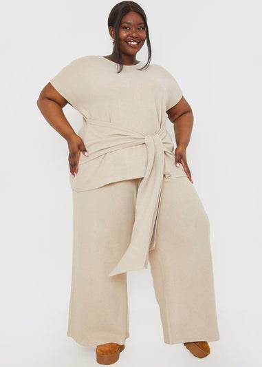 In The Style Stone Soft Ribbed Waist Drape Trousers