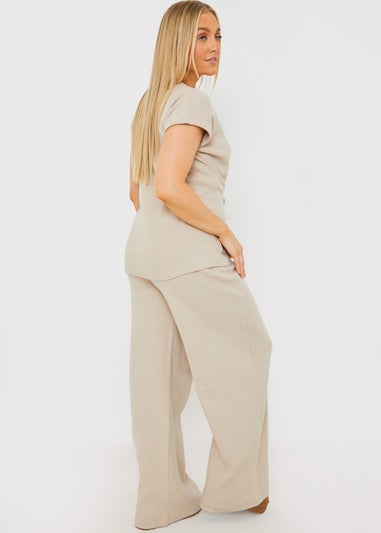 In The Style Stone Soft Ribbed Waist Drape Trousers