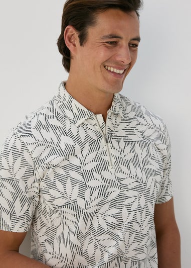 Ecru Leaf Polo Shirt