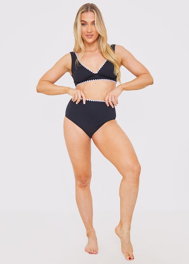 In the Style Jac Jossa Black Trim High Waisted Bkini Bottoms