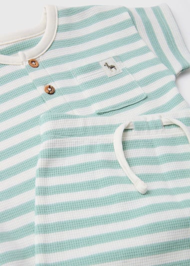 Baby Turquoise Waffle Stripe Top & Shorts Set (Newborn-23mths)