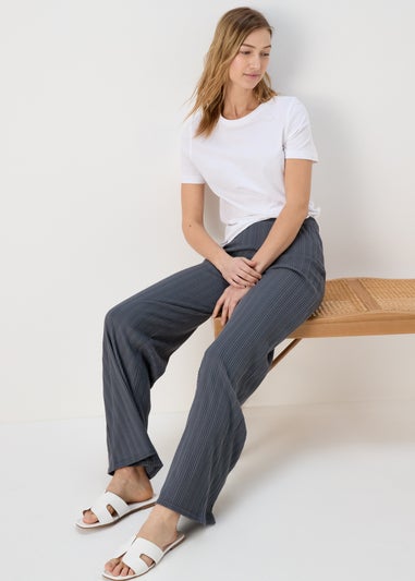 Grey Ribbed Co-Ord Trousers