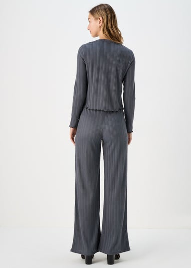 Grey Ribbed Co-Ord Trousers