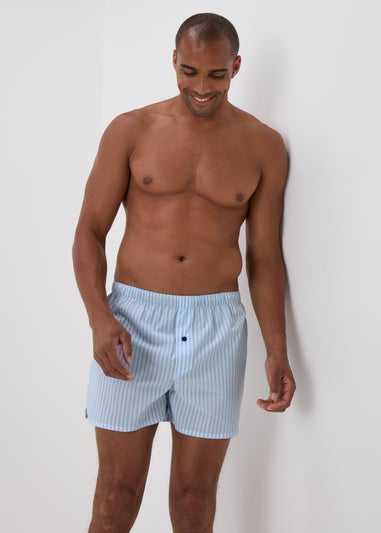 3 Pack Blue Stripe Woven Boxers