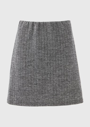 Charcoal Ribbed Mini Skirt