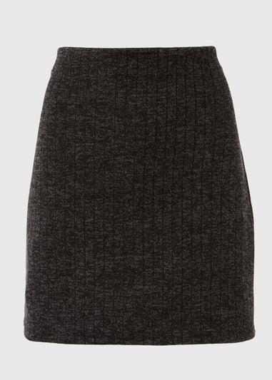 Black Ribbed Mini Skirt