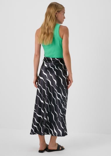 Printed Satin Midi Skirt