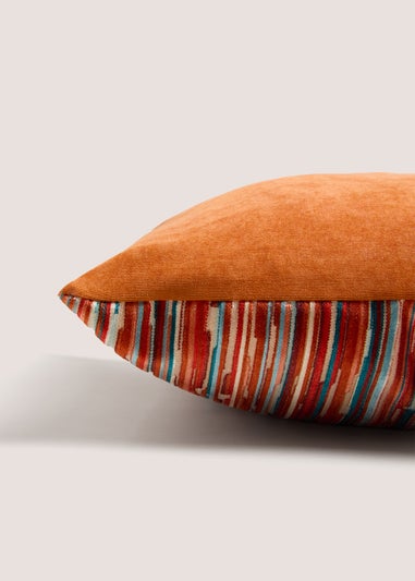 Rust Velvet Stripe Cushion