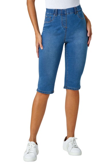 Roman Denim Stretch Knee Length Pedal Pusher