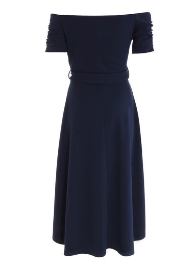 Quiz Blue Bardot Dip Hem Midi Dress