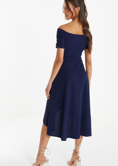 Quiz Blue Bardot Dip Hem Midi Dress