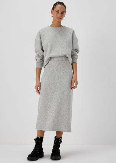 Grey Dropped Shoulder Crew Neck Sweatshirt